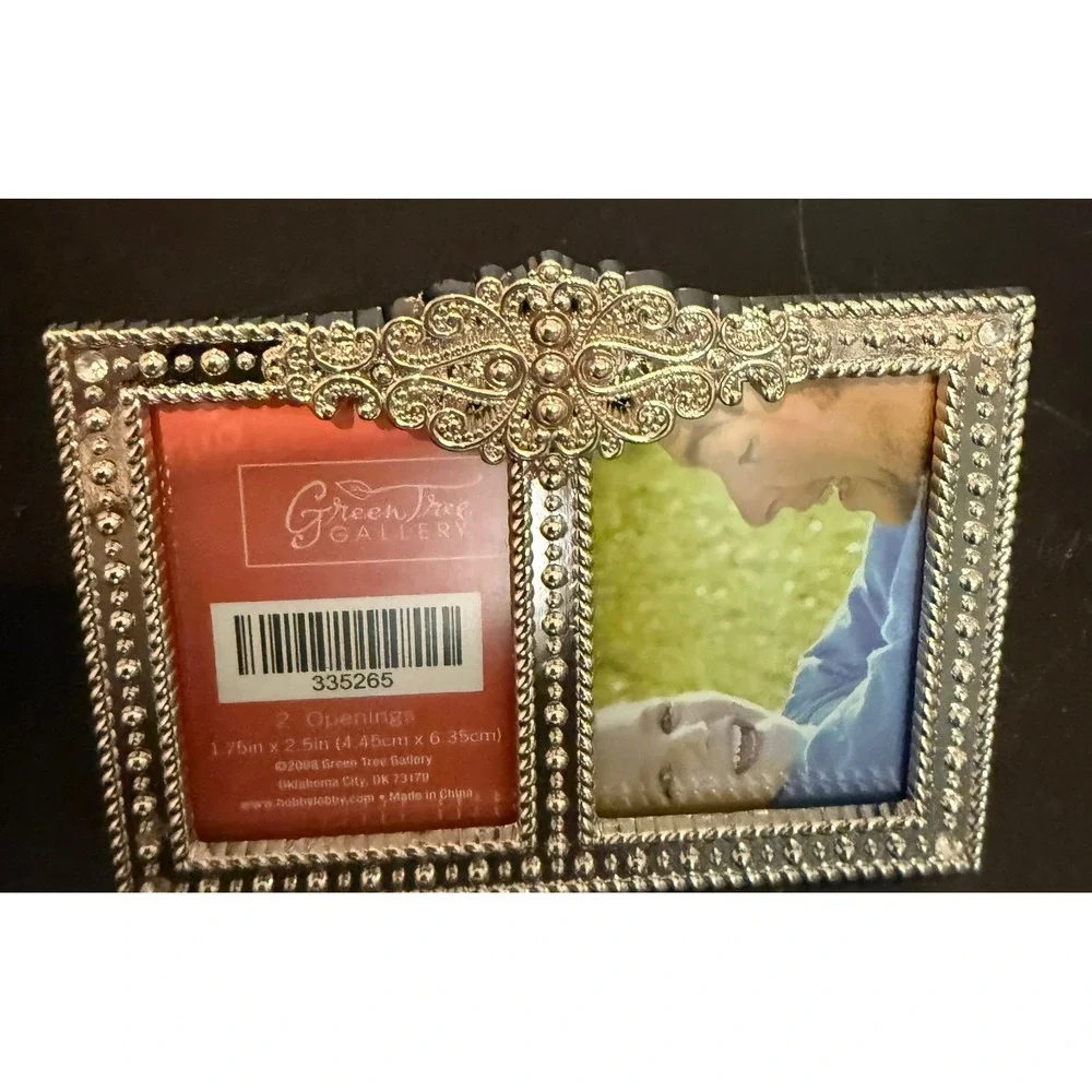 Green Tree Gallery 1.75x2.5 Picture Frame Silver Double Beaded Filigree NEW